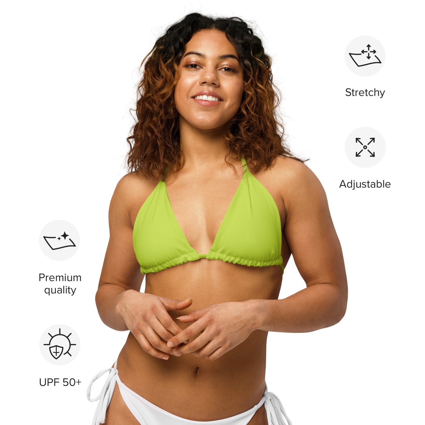 Lime recycled string bikini top