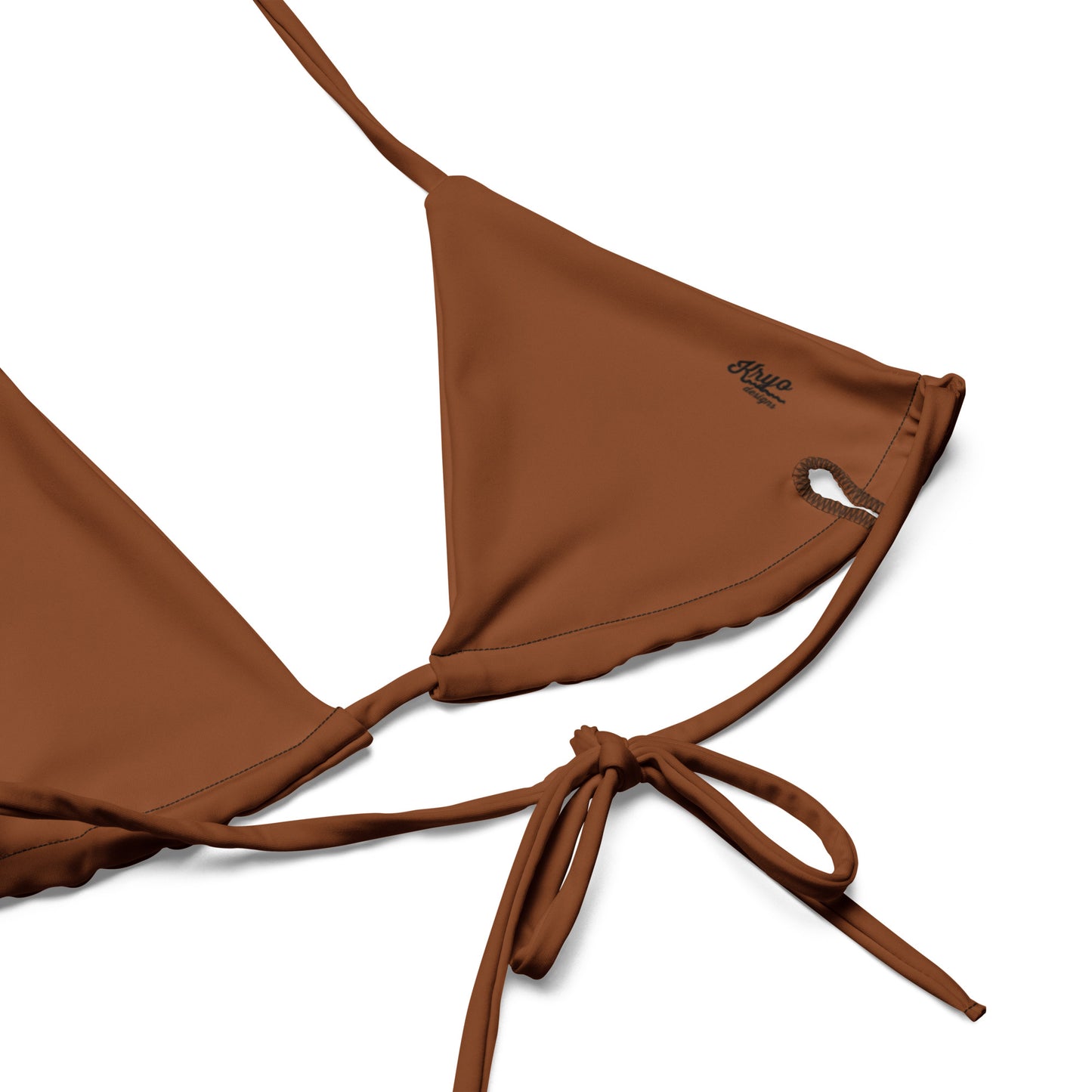 Brown recycled string bikini top