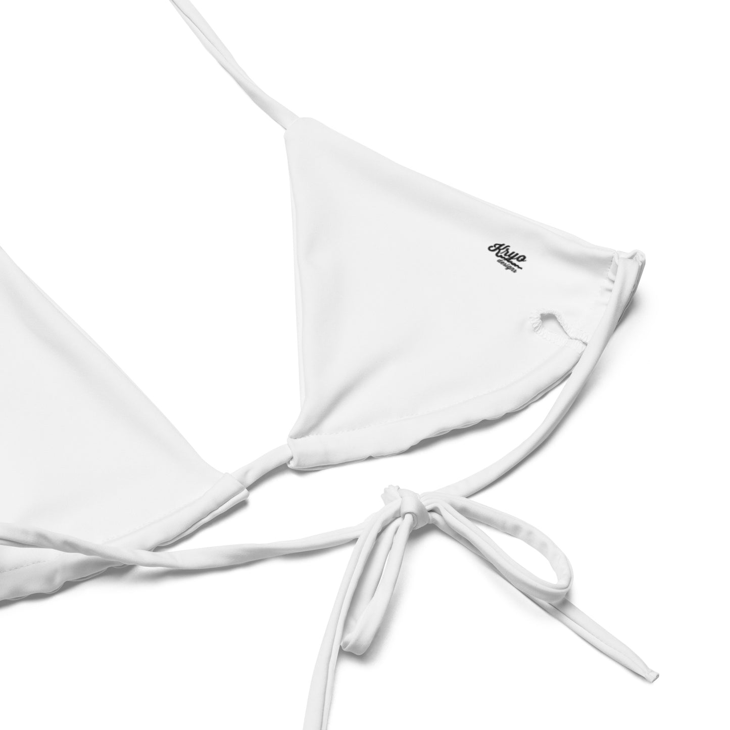 White recycled string bikini top