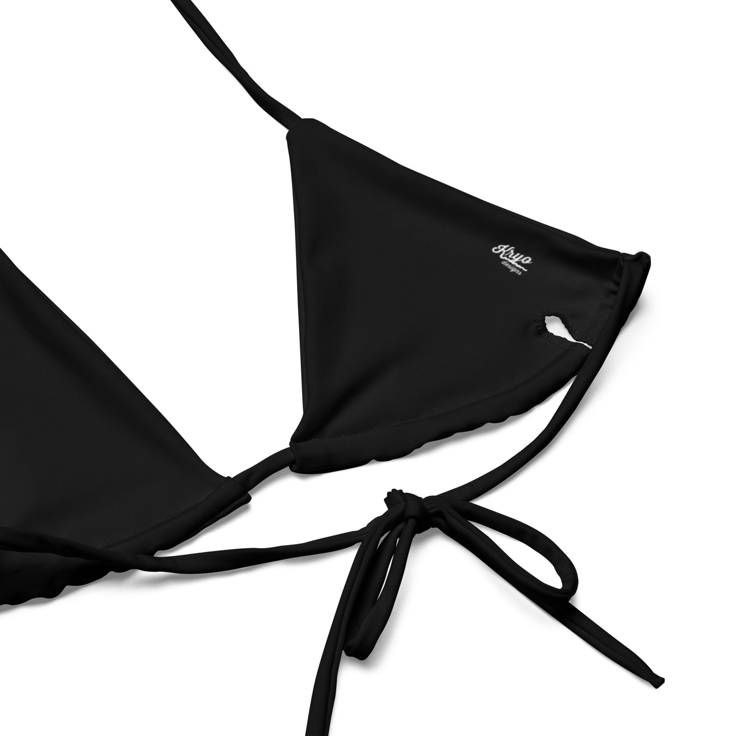 Black recycled string bikini top