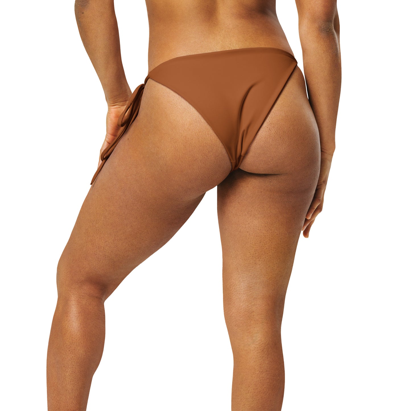 Brown recycled string bikini bottom