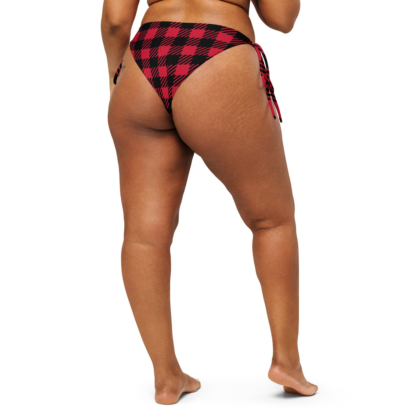 Tartan recycled string bikini bottom