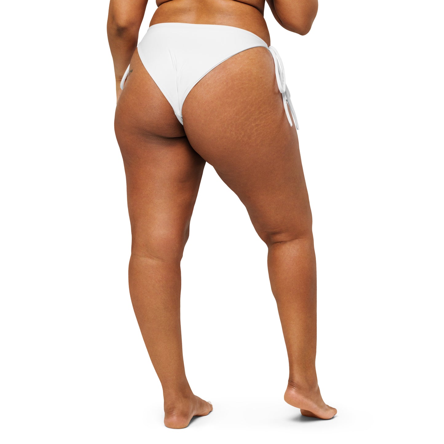 White recycled string bikini bottom