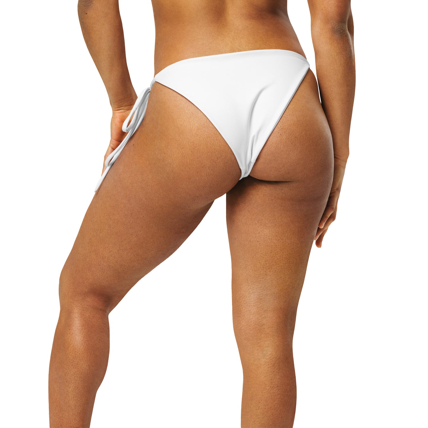 White recycled string bikini bottom