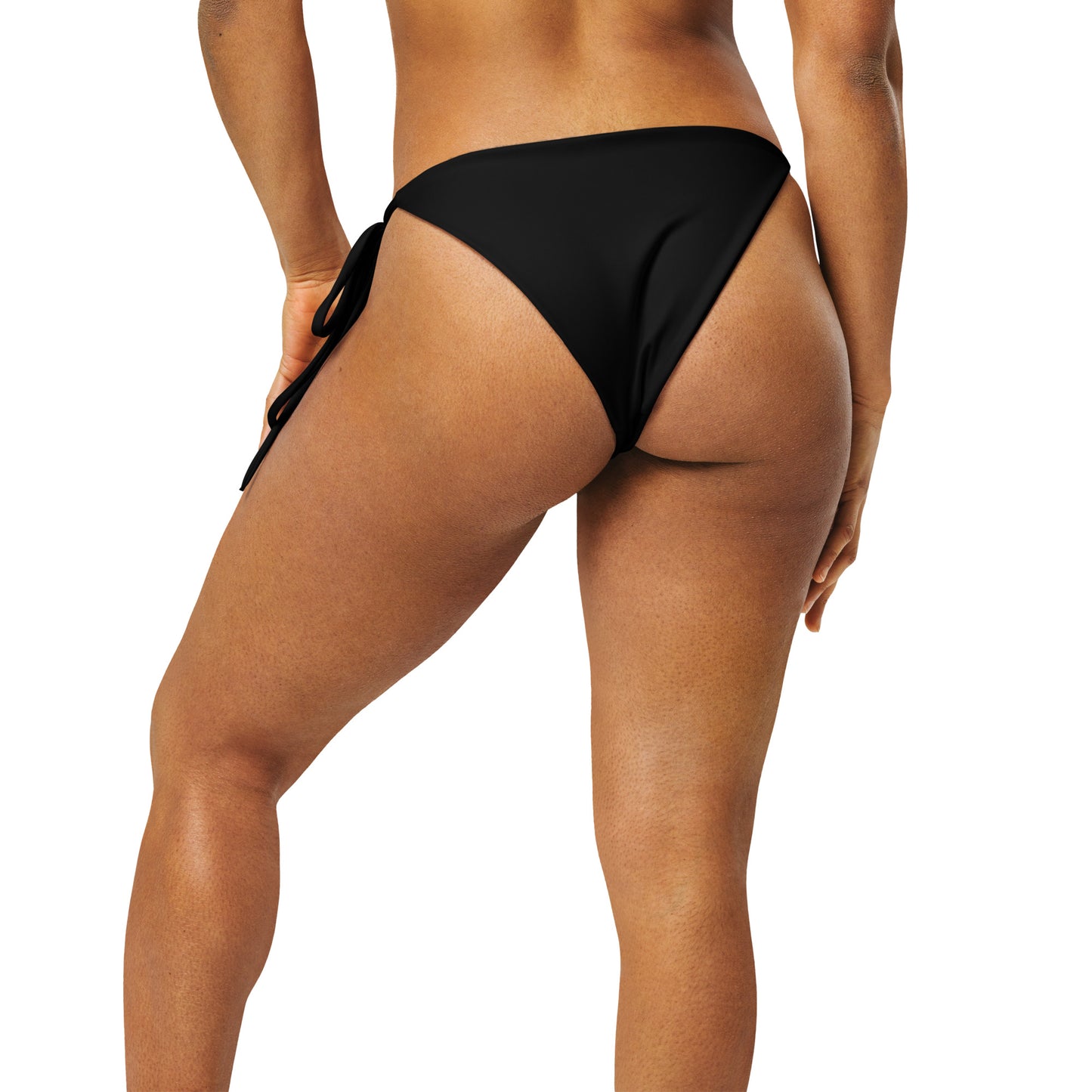 Black recycled string bikini bottom