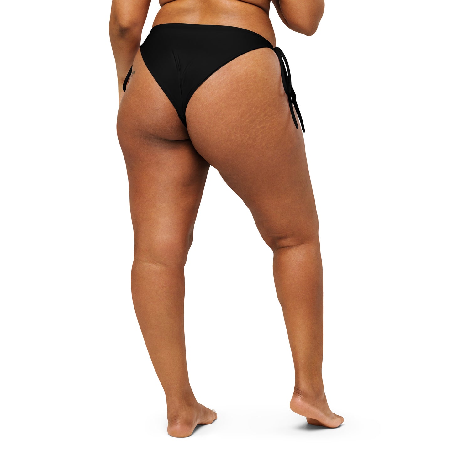 Black recycled string bikini bottom