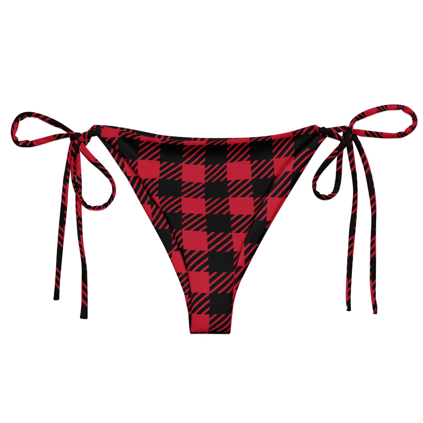 Tartan recycled string bikini bottom