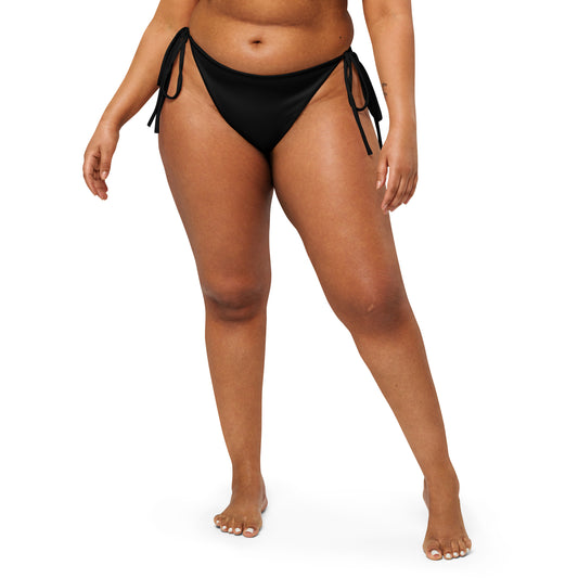 Black recycled string bikini bottom