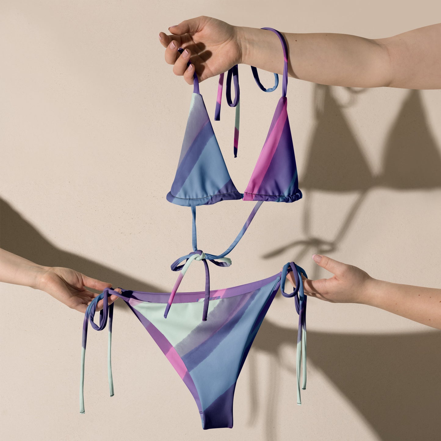 All-over print recycled string bikini