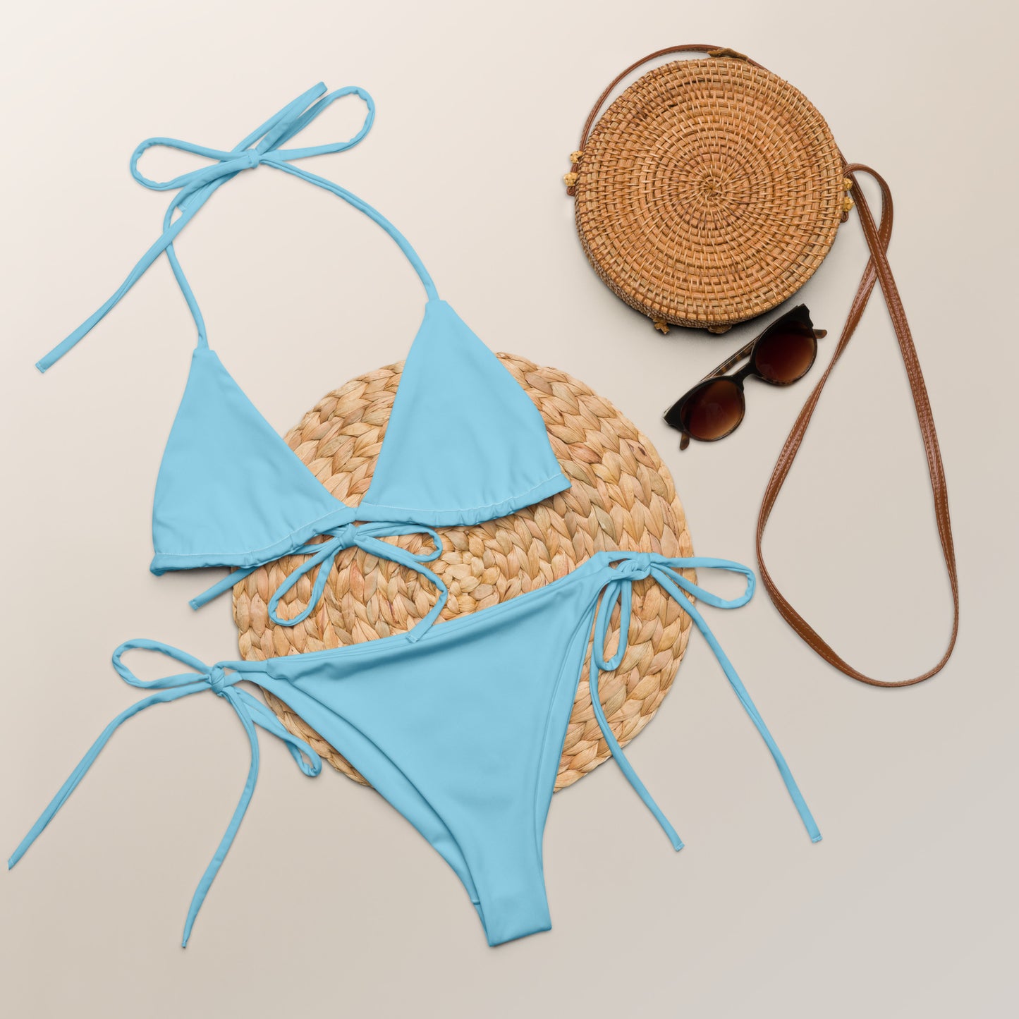 Blue recycled string bikini