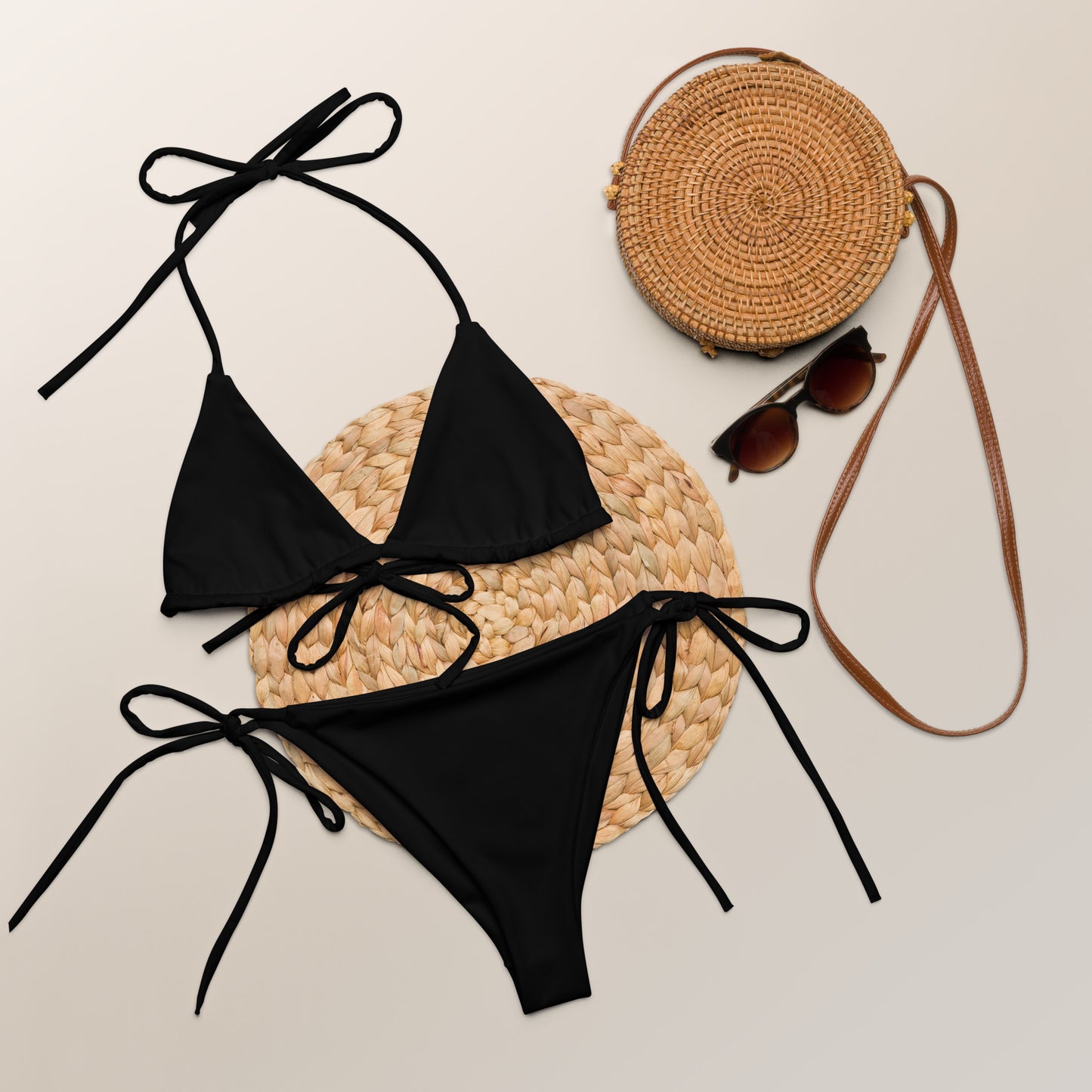 Black recycled string bikini