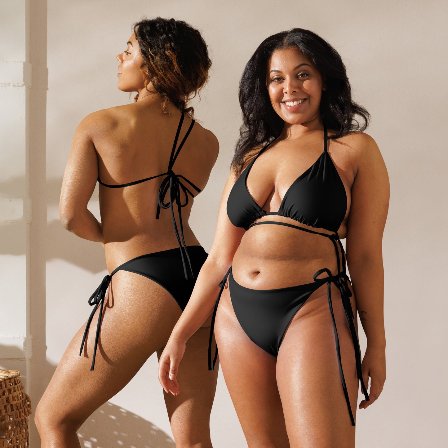 Black recycled string bikini