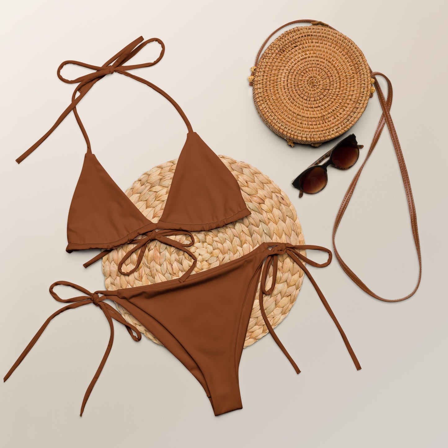 Brown recycled string bikini