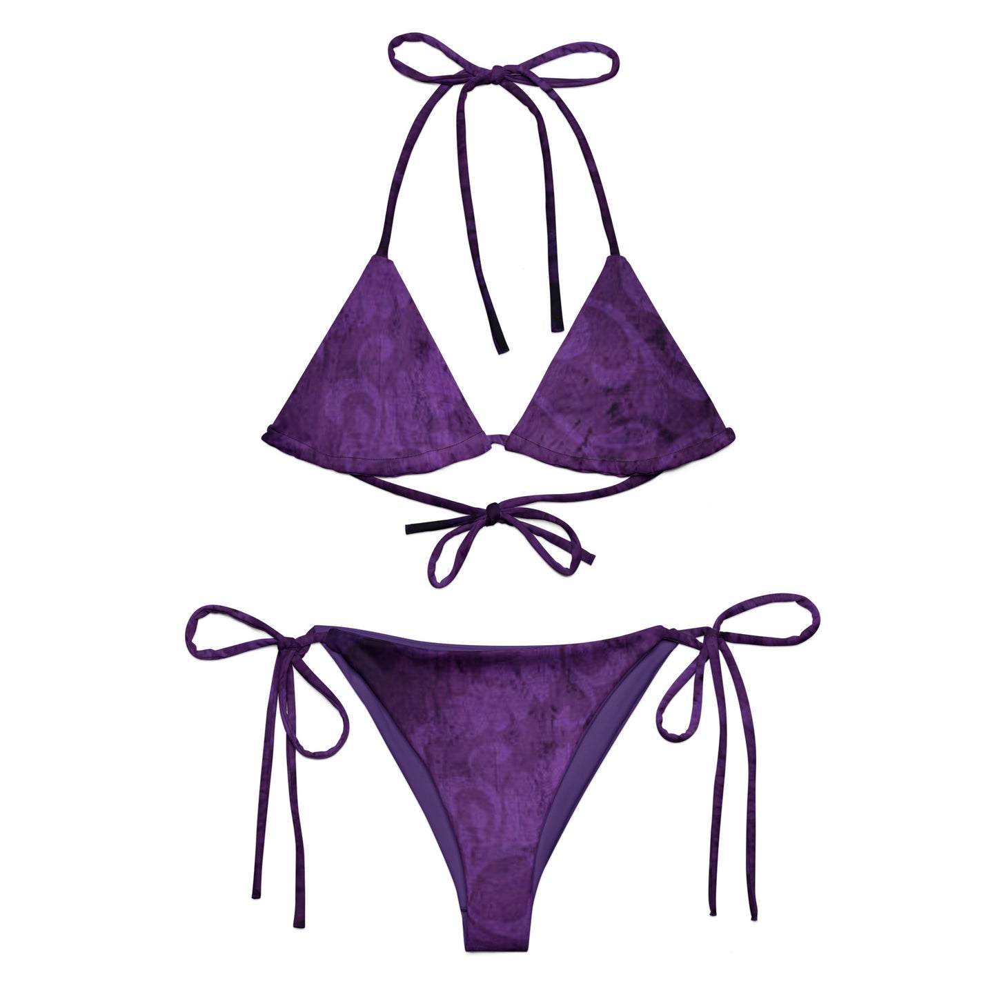 Purple print recycled string bikini