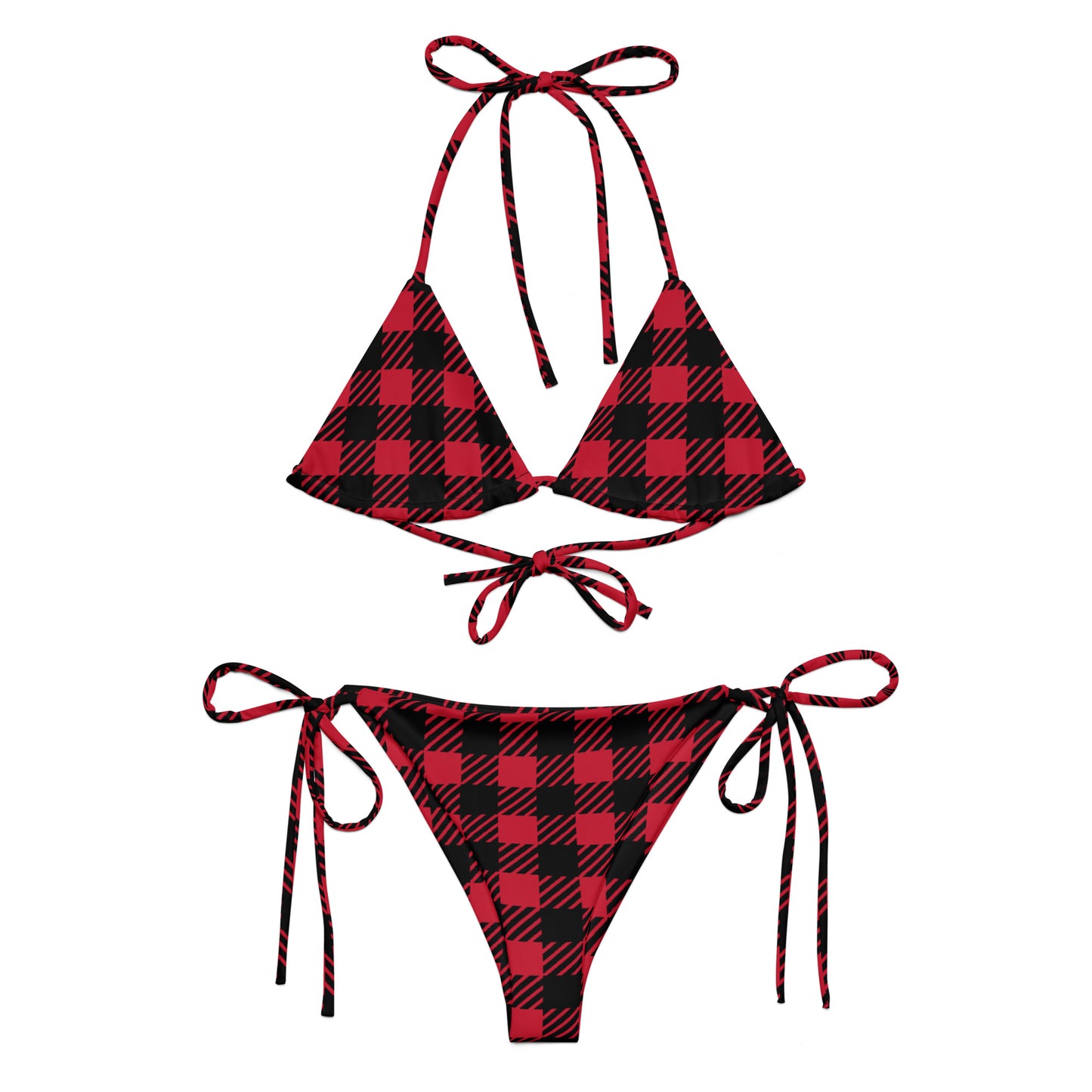 Tartan print recycled string bikini