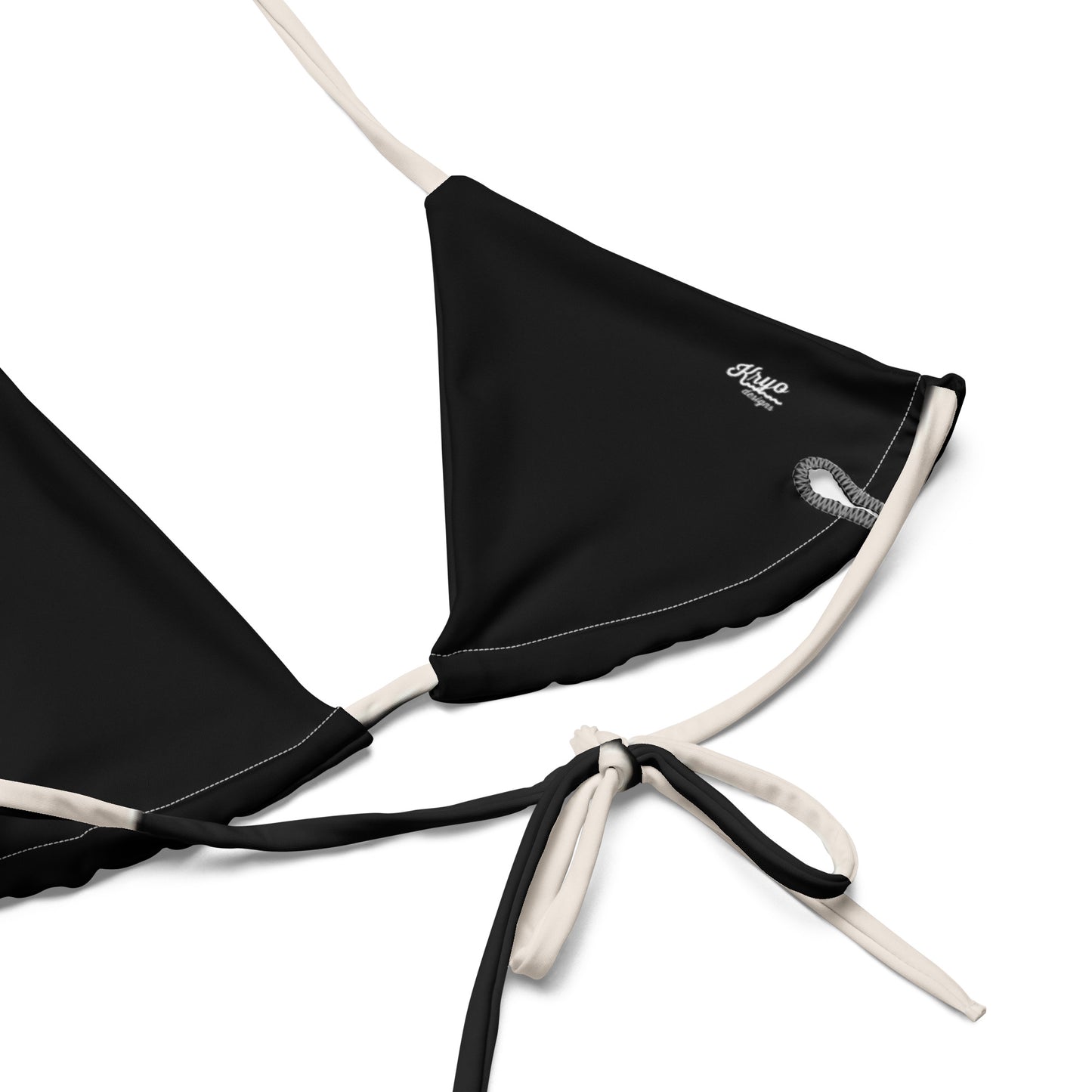 Black & Cream print recycled string bikini