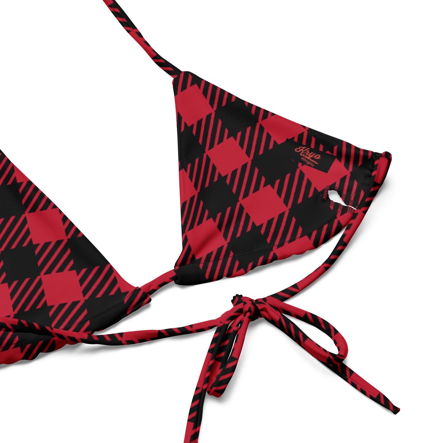 Tartan print recycled string bikini