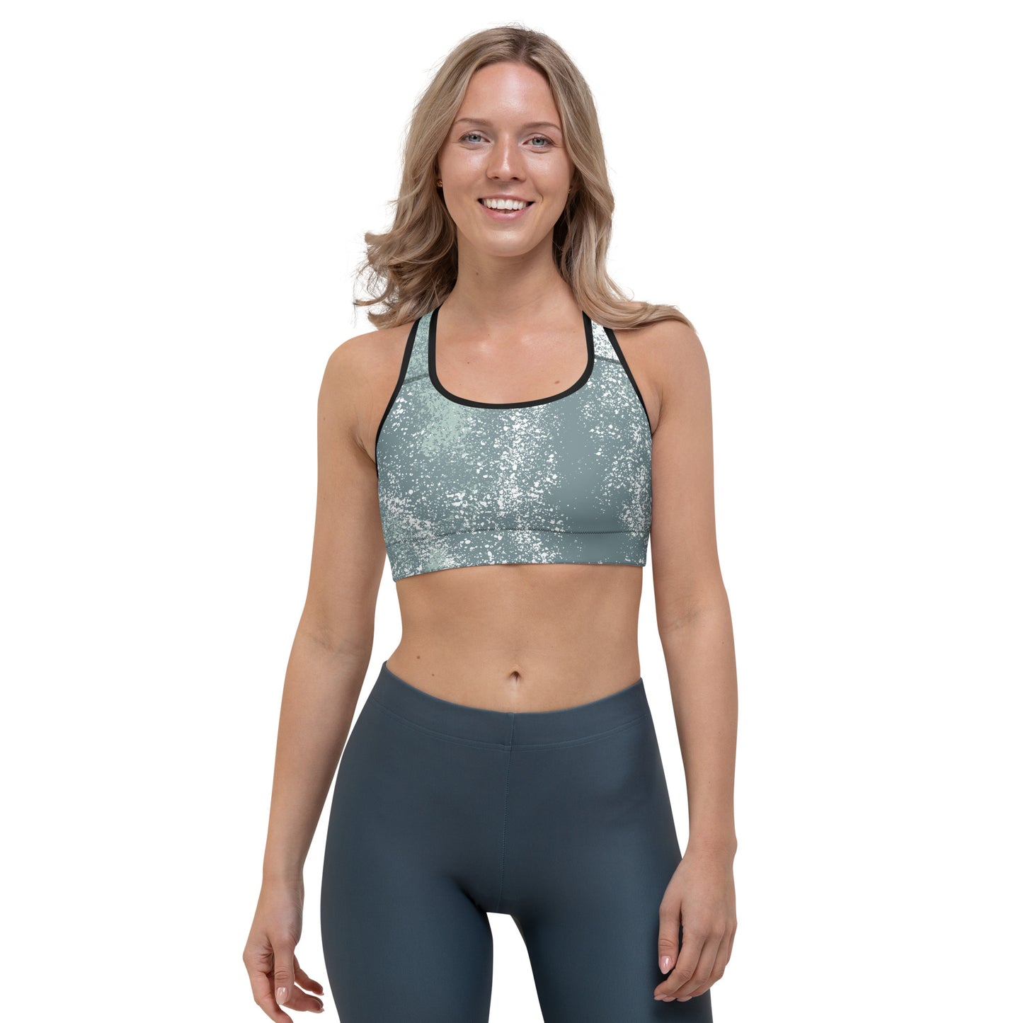 Green Splash Sports bra (white/black lining)