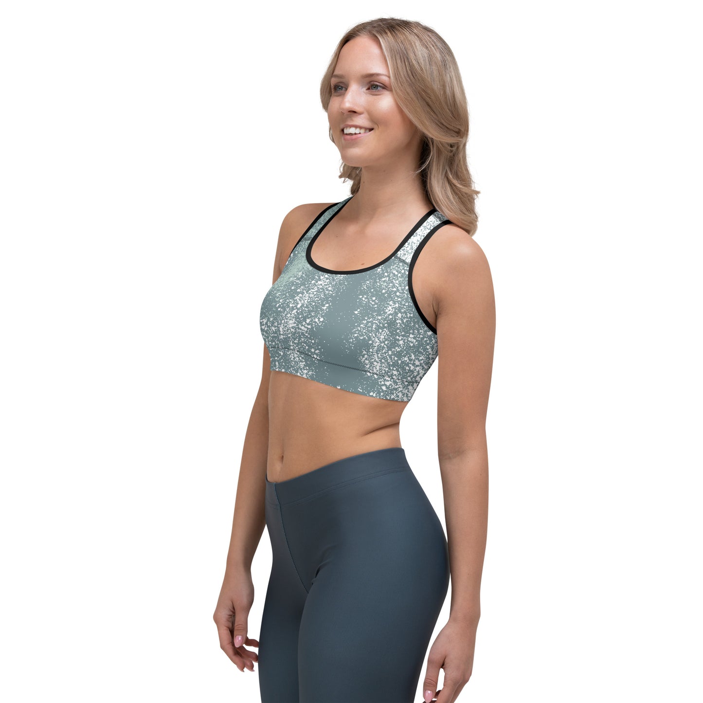 Green Splash Sports bra (white/black lining)