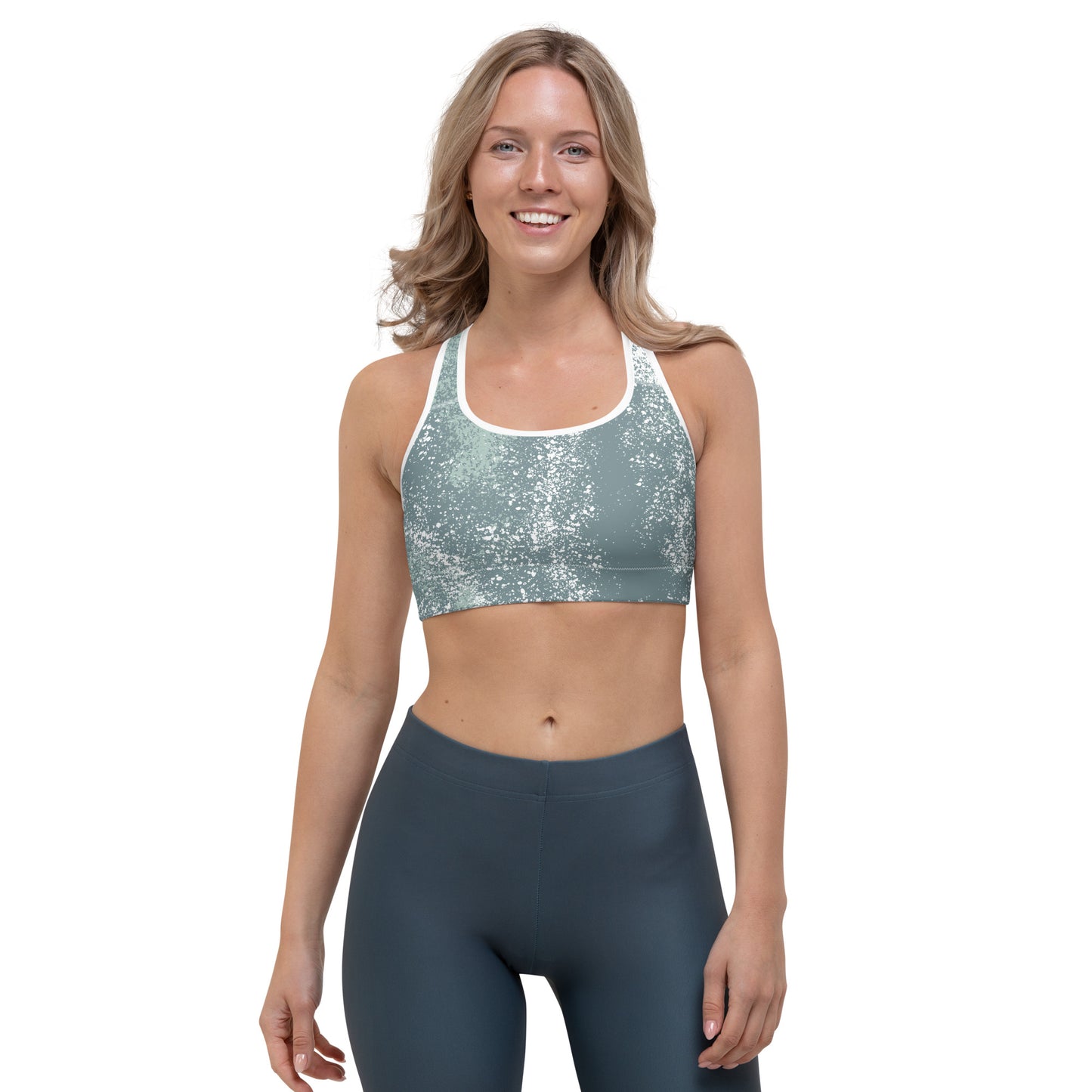 Green Splash Sports bra (white/black lining)