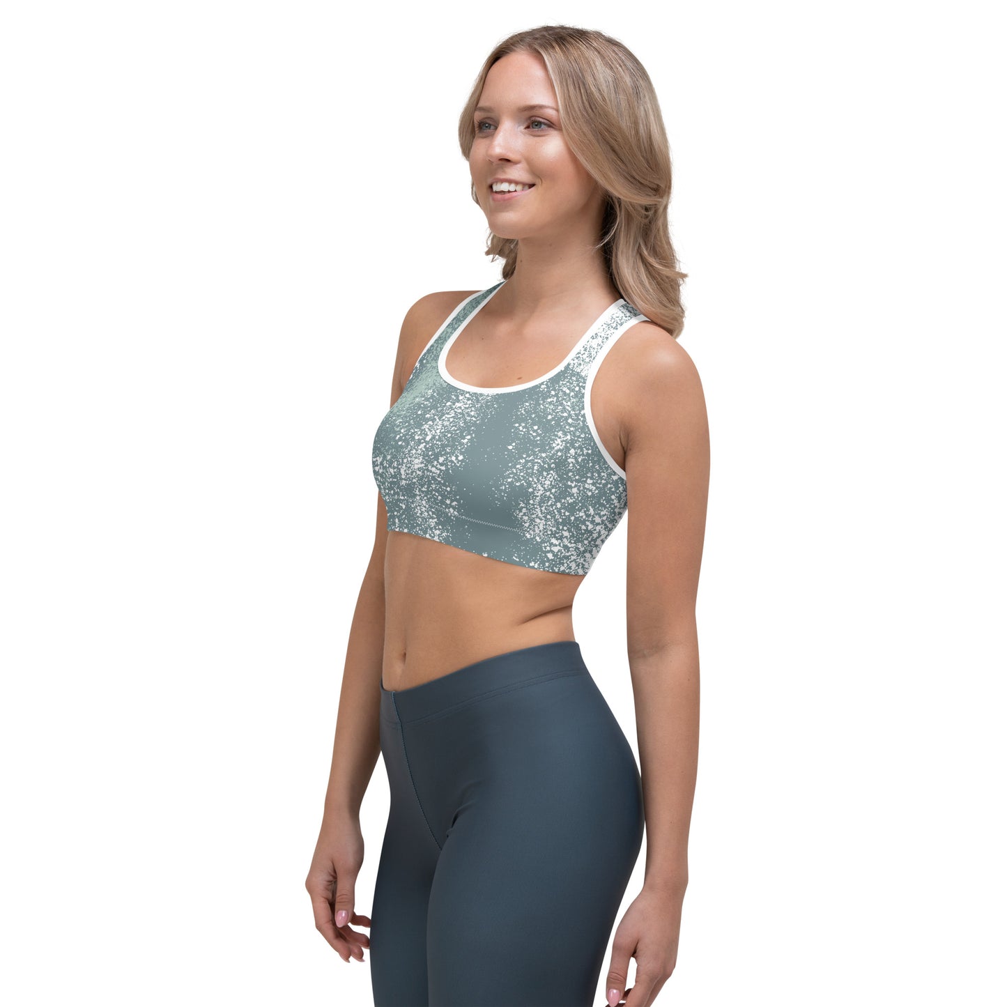 Green Splash Sports bra (white/black lining)