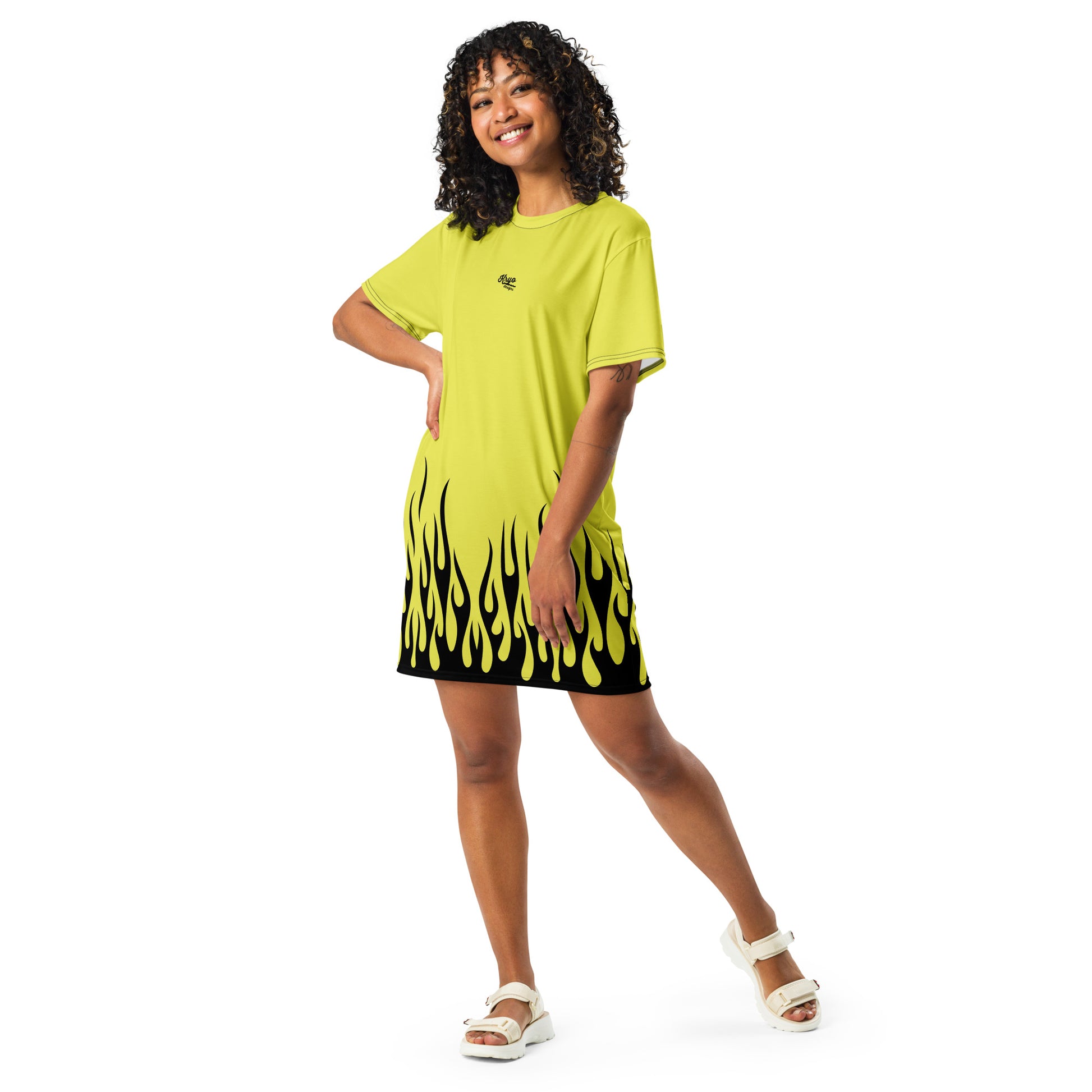 black and yellow t shirt dress Goofa Retro Yellow and Black Houndstooth Pattern Women Summer Short Sleeve Midi Dress with Pockets Casual Aline Flowy Tshirt Dress Vocation Beach Sundress