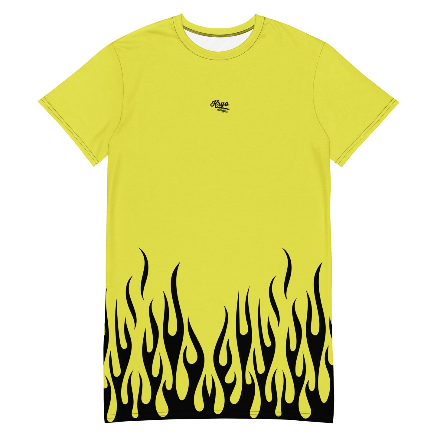 Yellow T-shirt dress with Black Flame