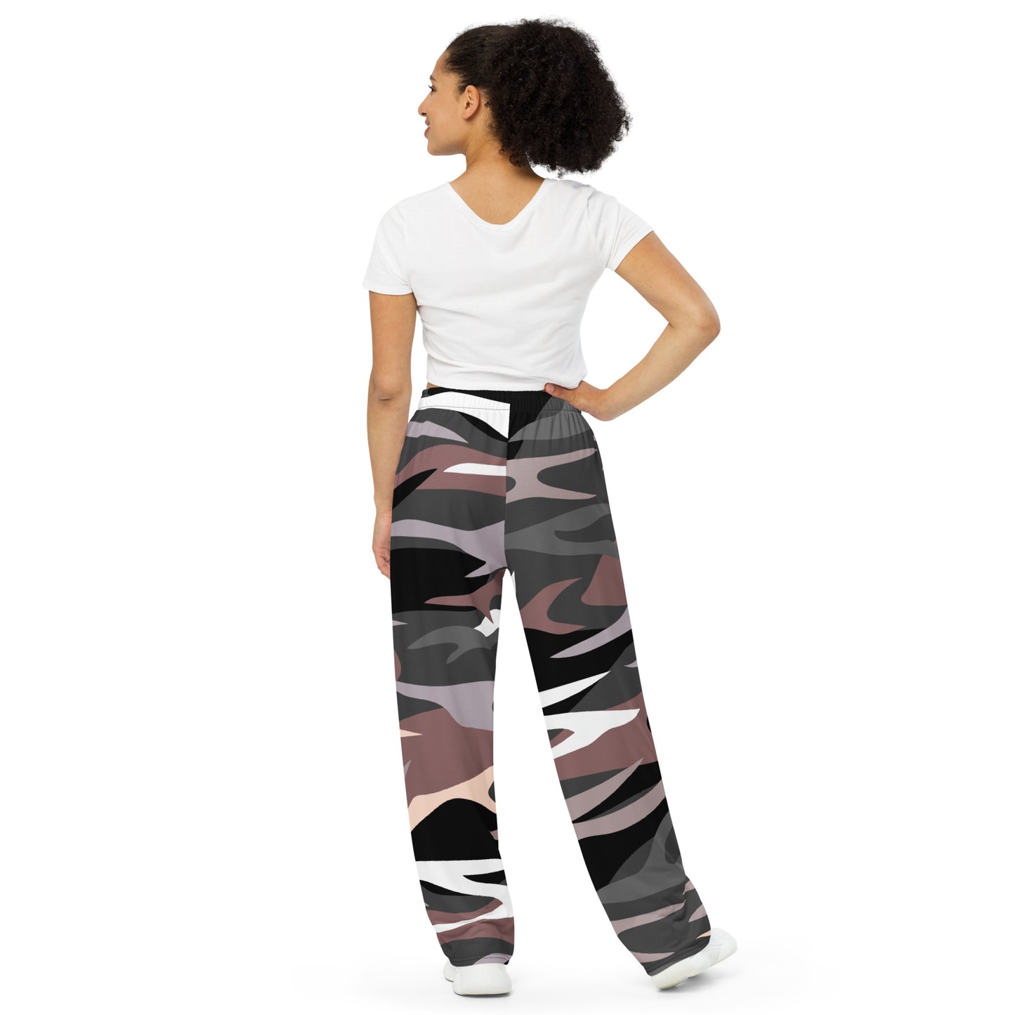 Camouflage print wide-leg pants