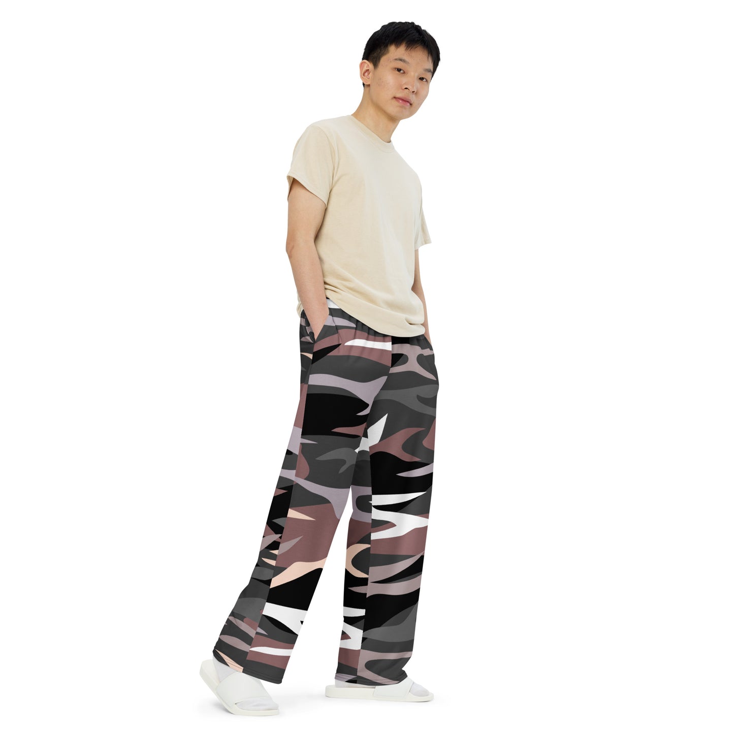 Camouflage wide-leg pants