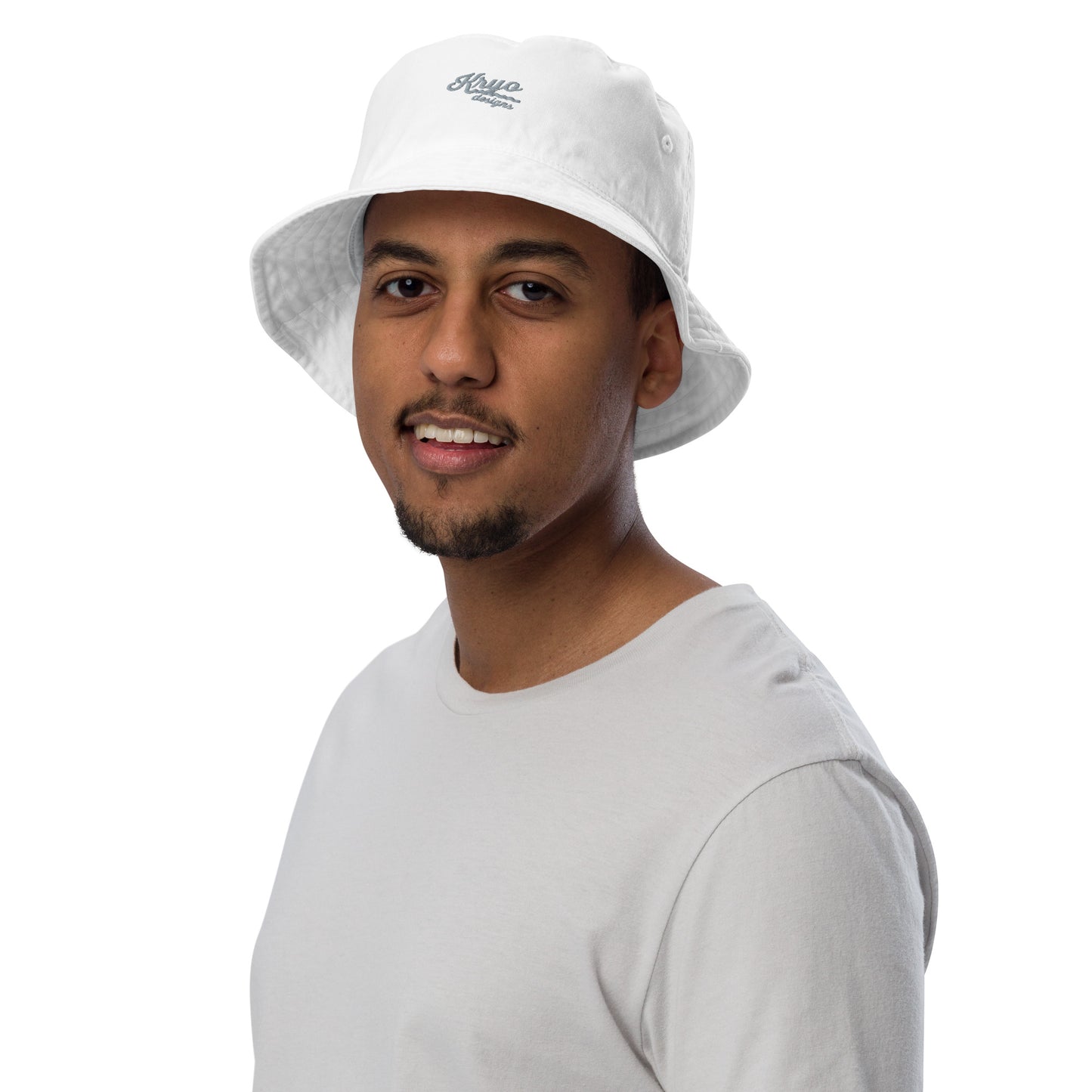 Organic white bucket hat