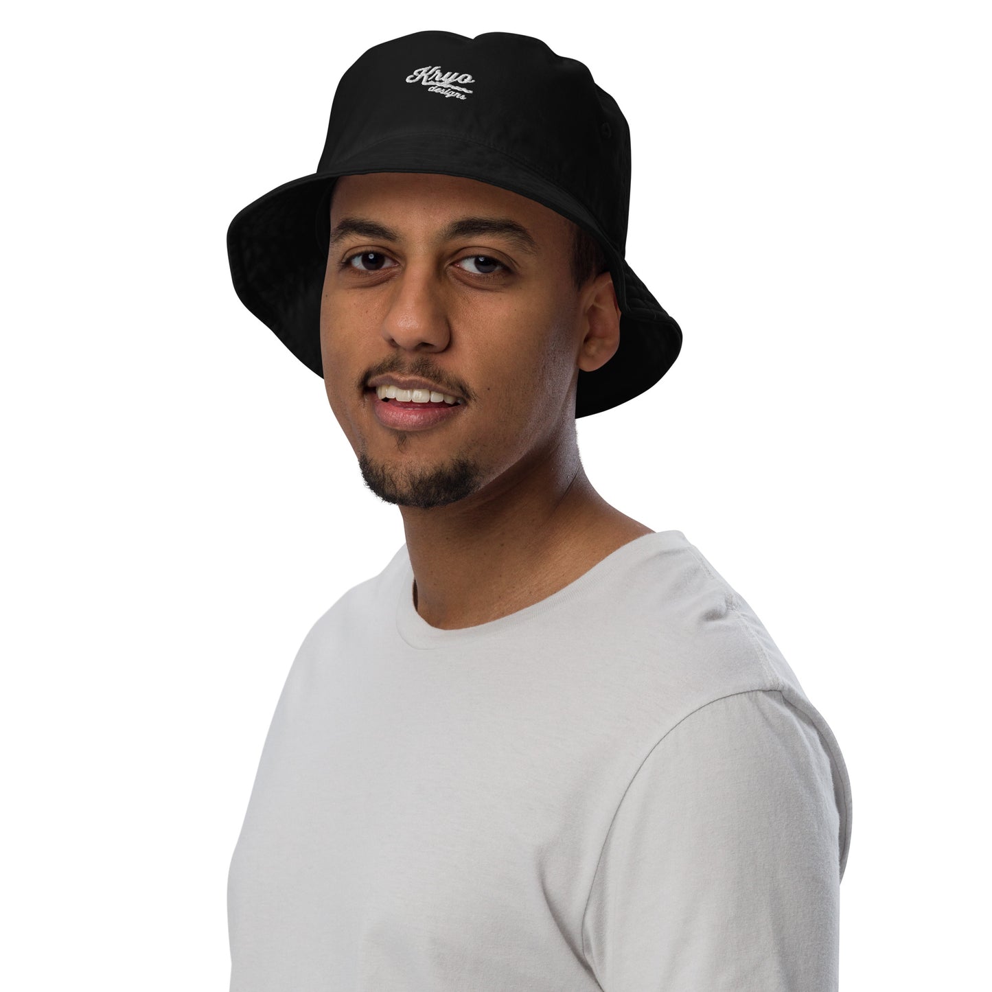 Organic black bucket hat