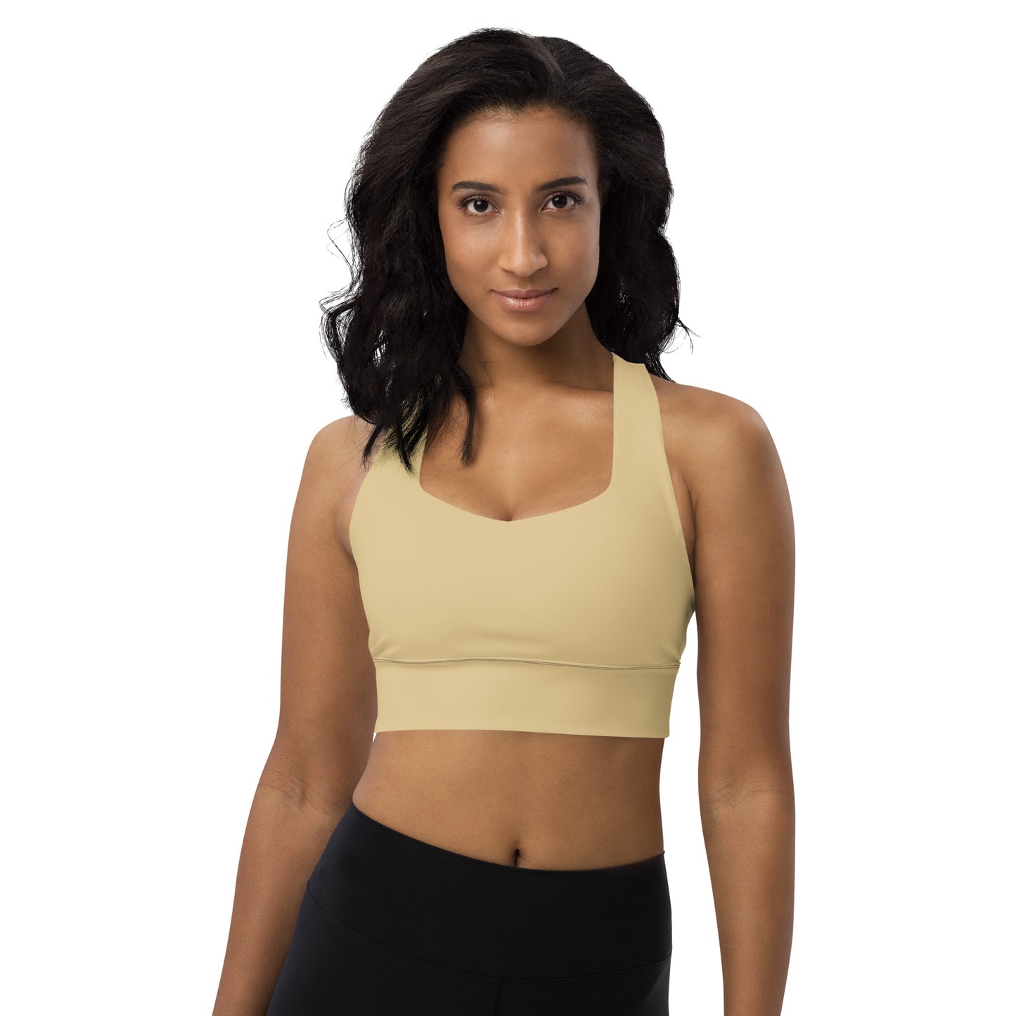 Pale gold longline sports bra