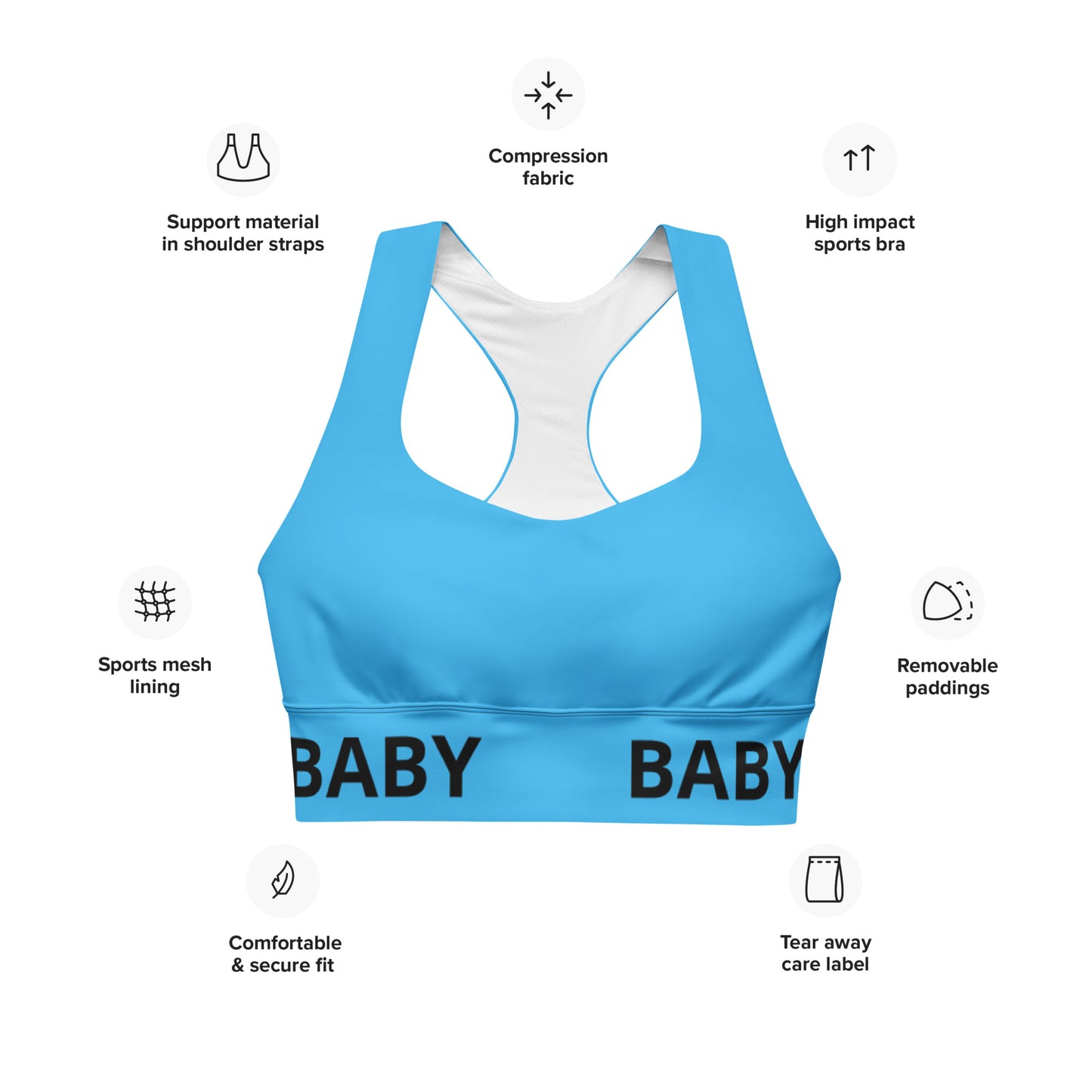 Longline sports bra sky blue