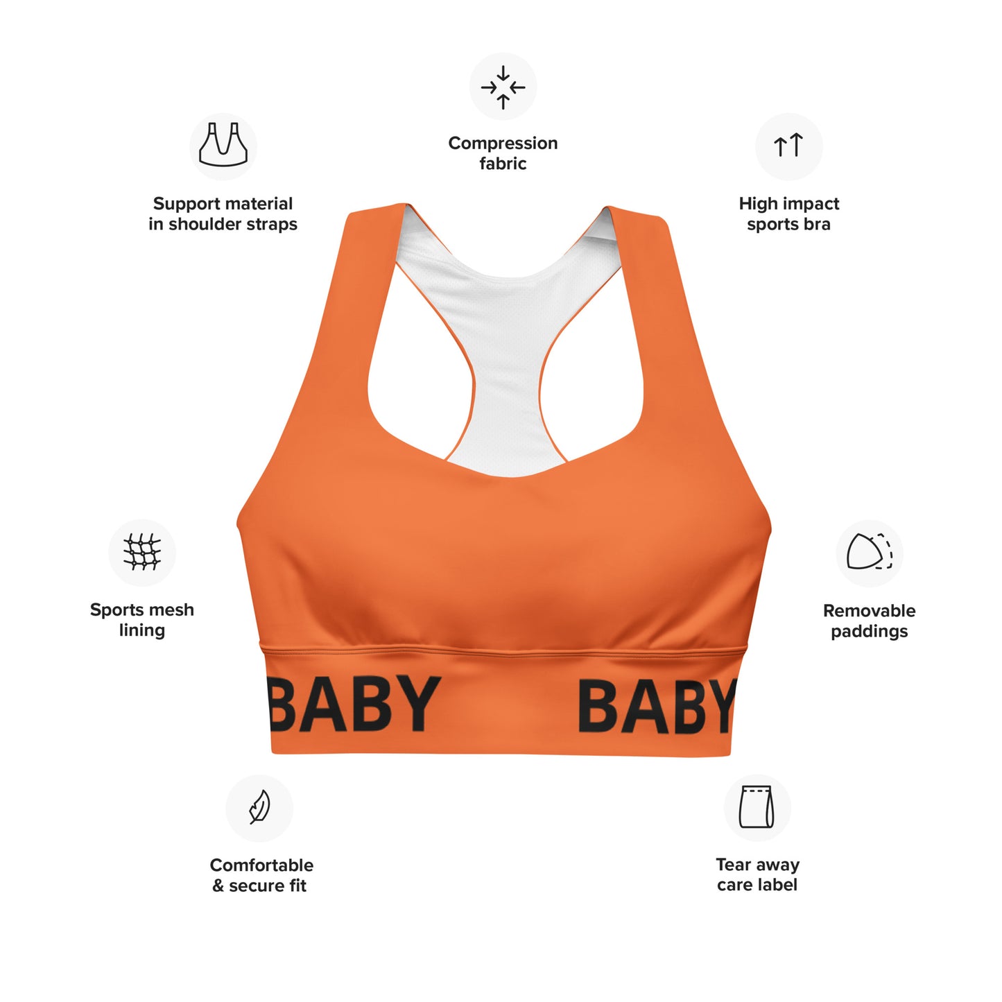 Longline sports bra orange