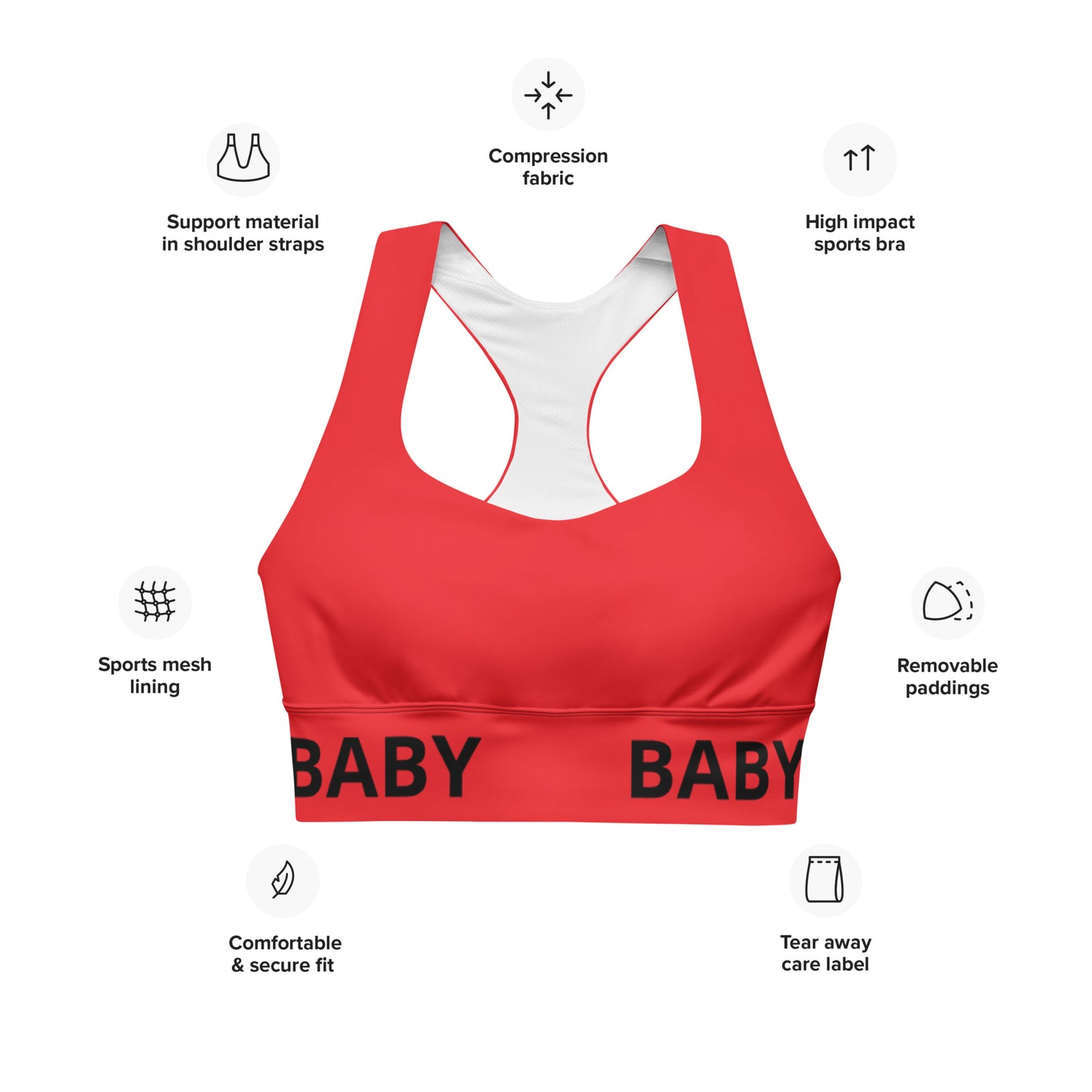 Longline sports bra red