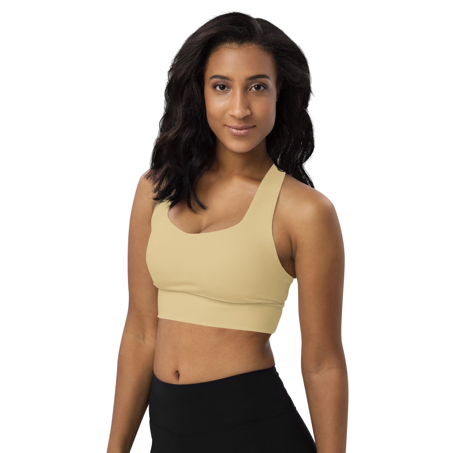 Pale gold longline sports bra