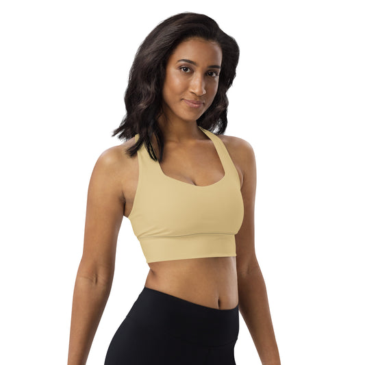 Pale gold longline sports bra