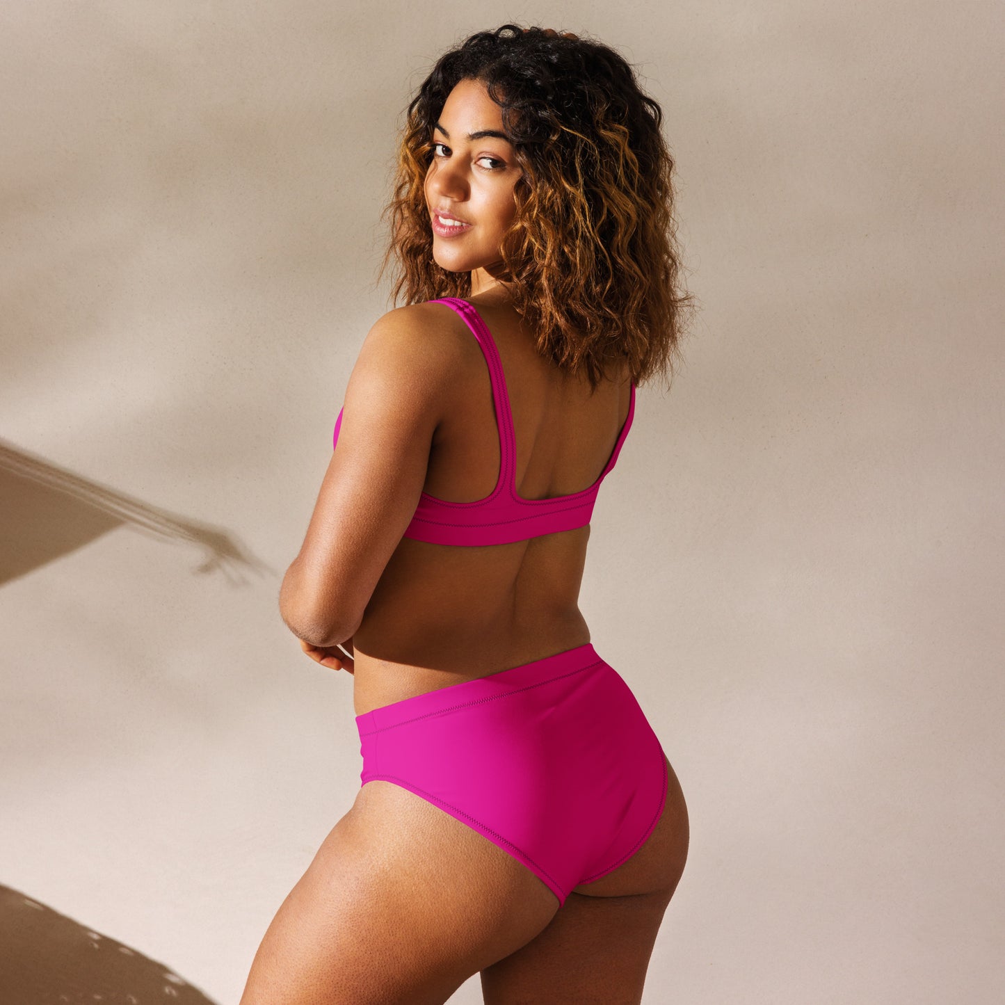 Recycled pink high-waisted bikini