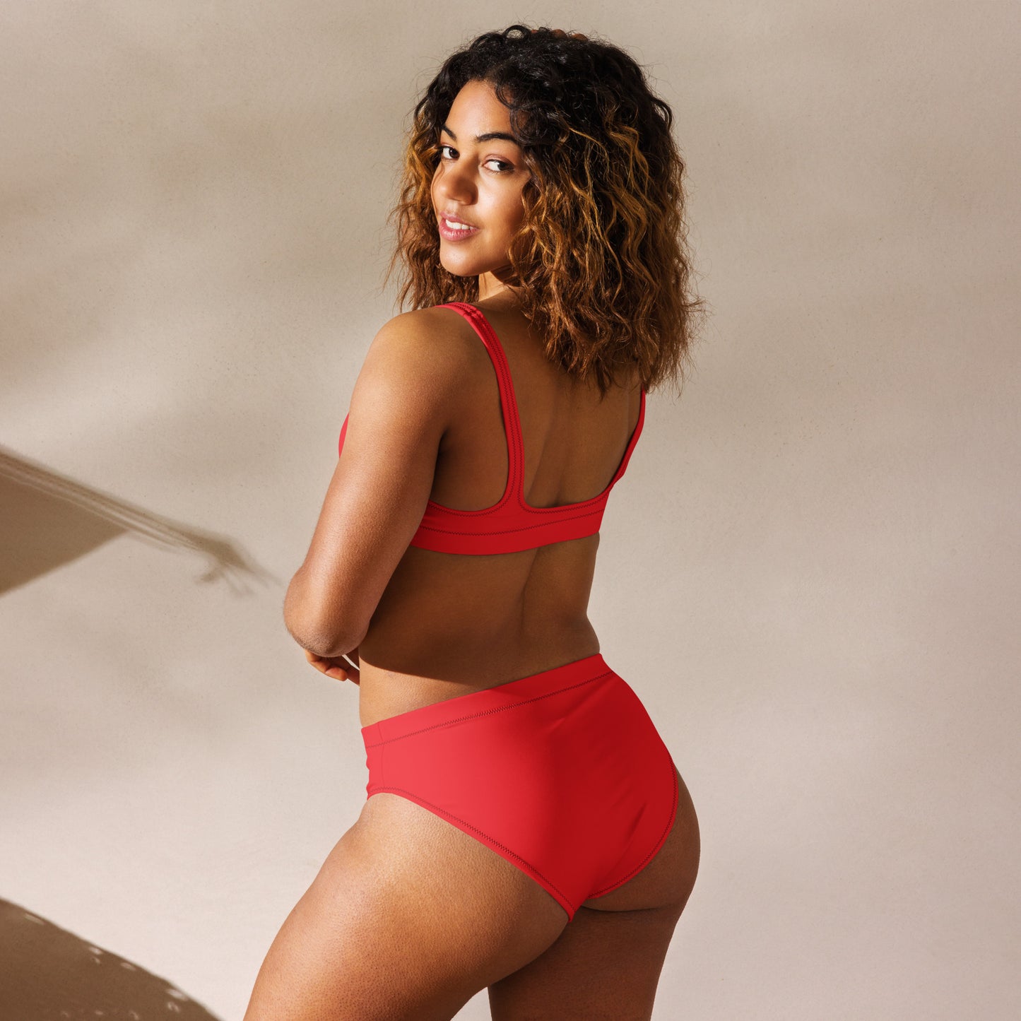 Recycled red high-waisted bikini