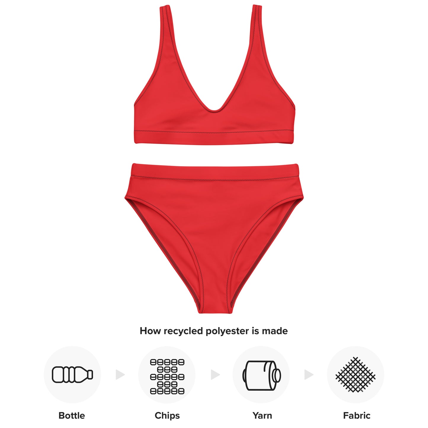 Recycled red high-waisted bikini