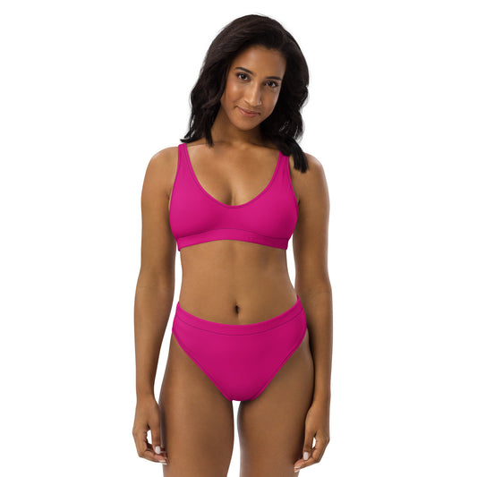 Recycled pink high-waisted bikini