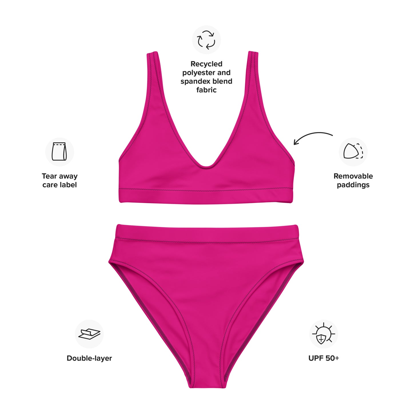 Recycled pink high-waisted bikini