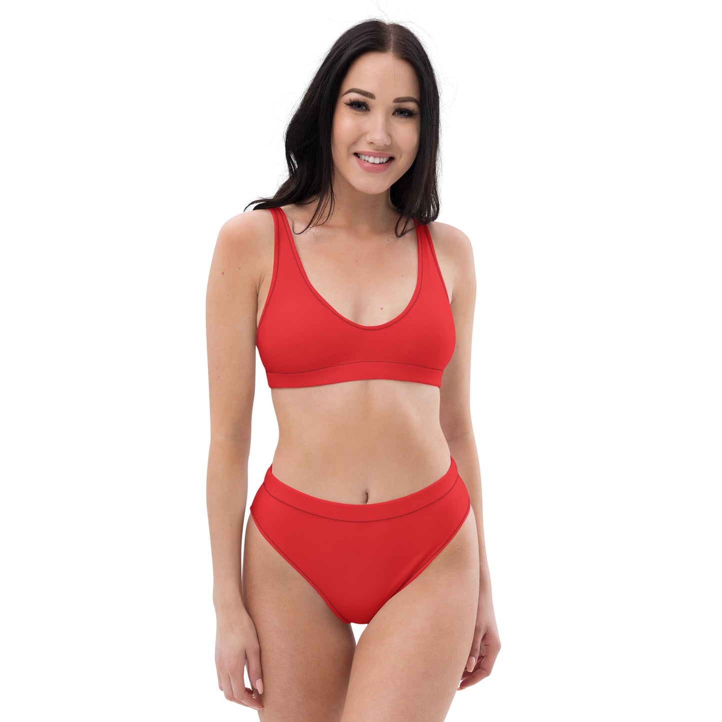 Recycled red high-waisted bikini