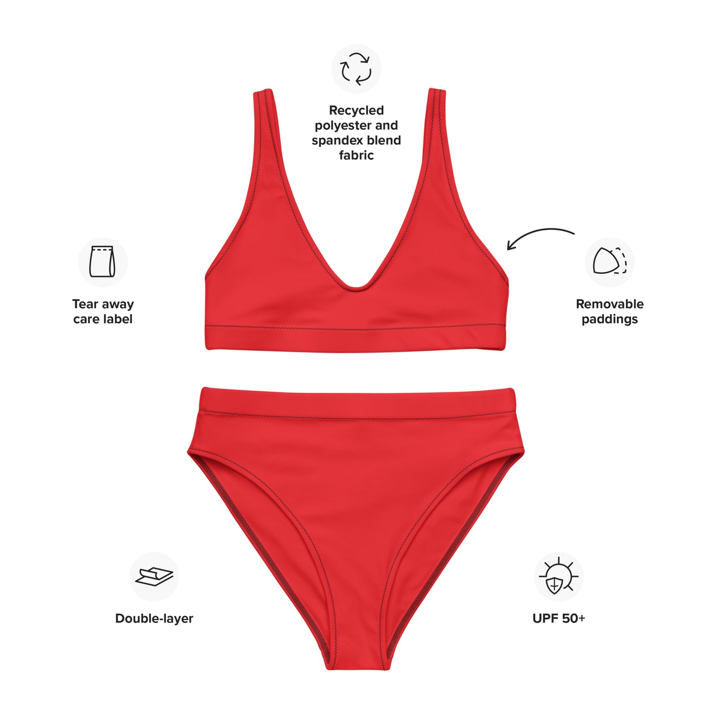 Recycled red high-waisted bikini