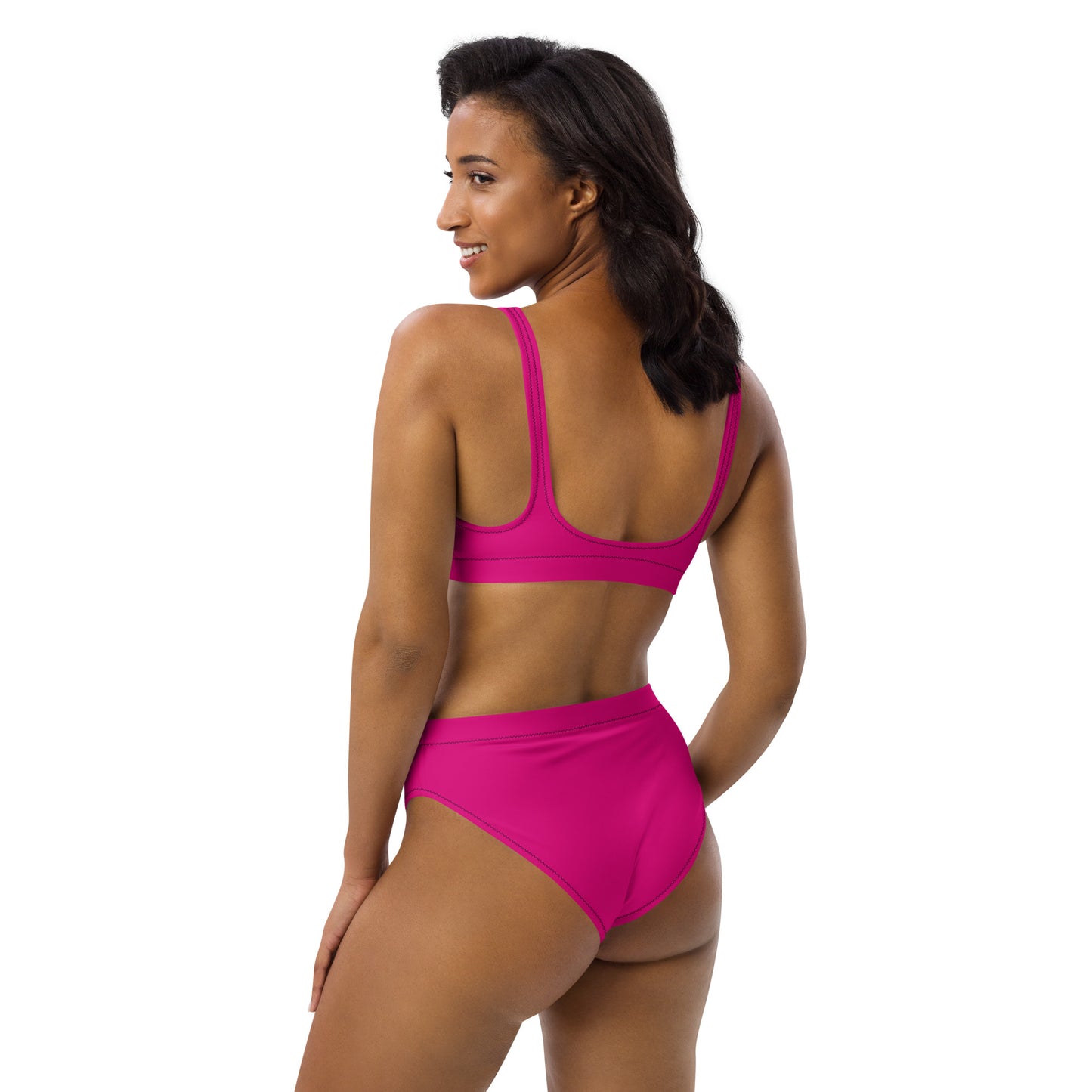 Recycled pink high-waisted bikini