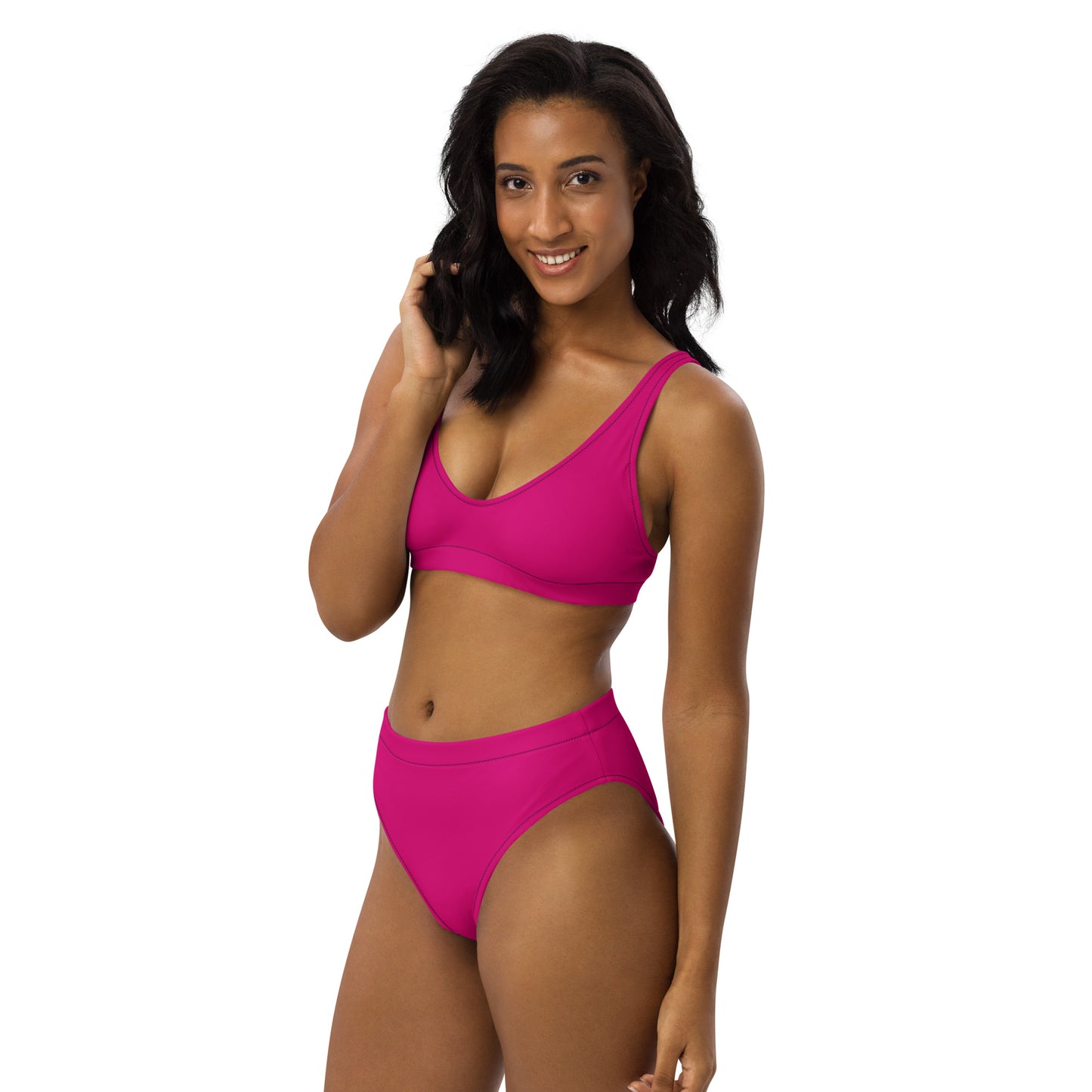 Recycled pink high-waisted bikini