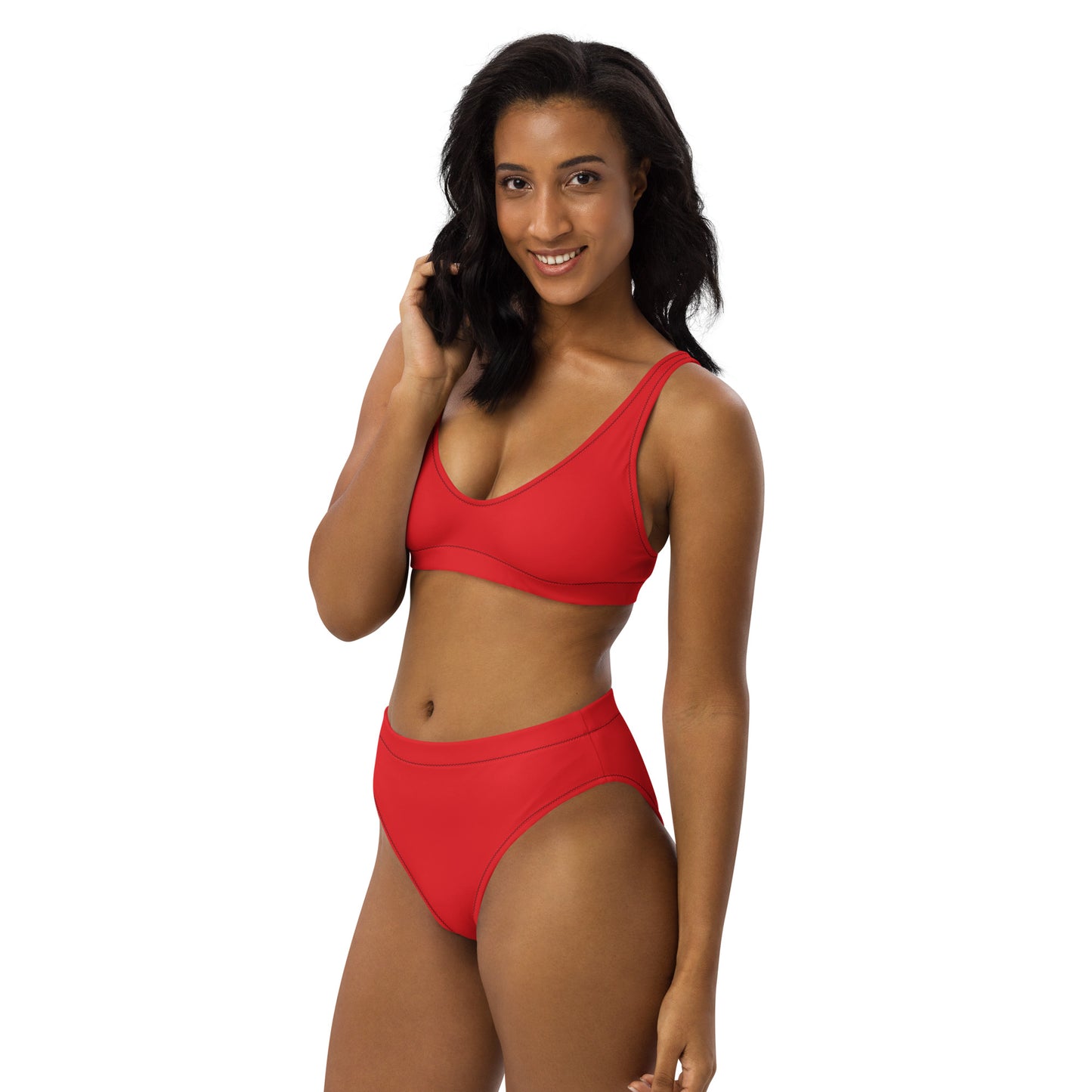 Recycled red high-waisted bikini