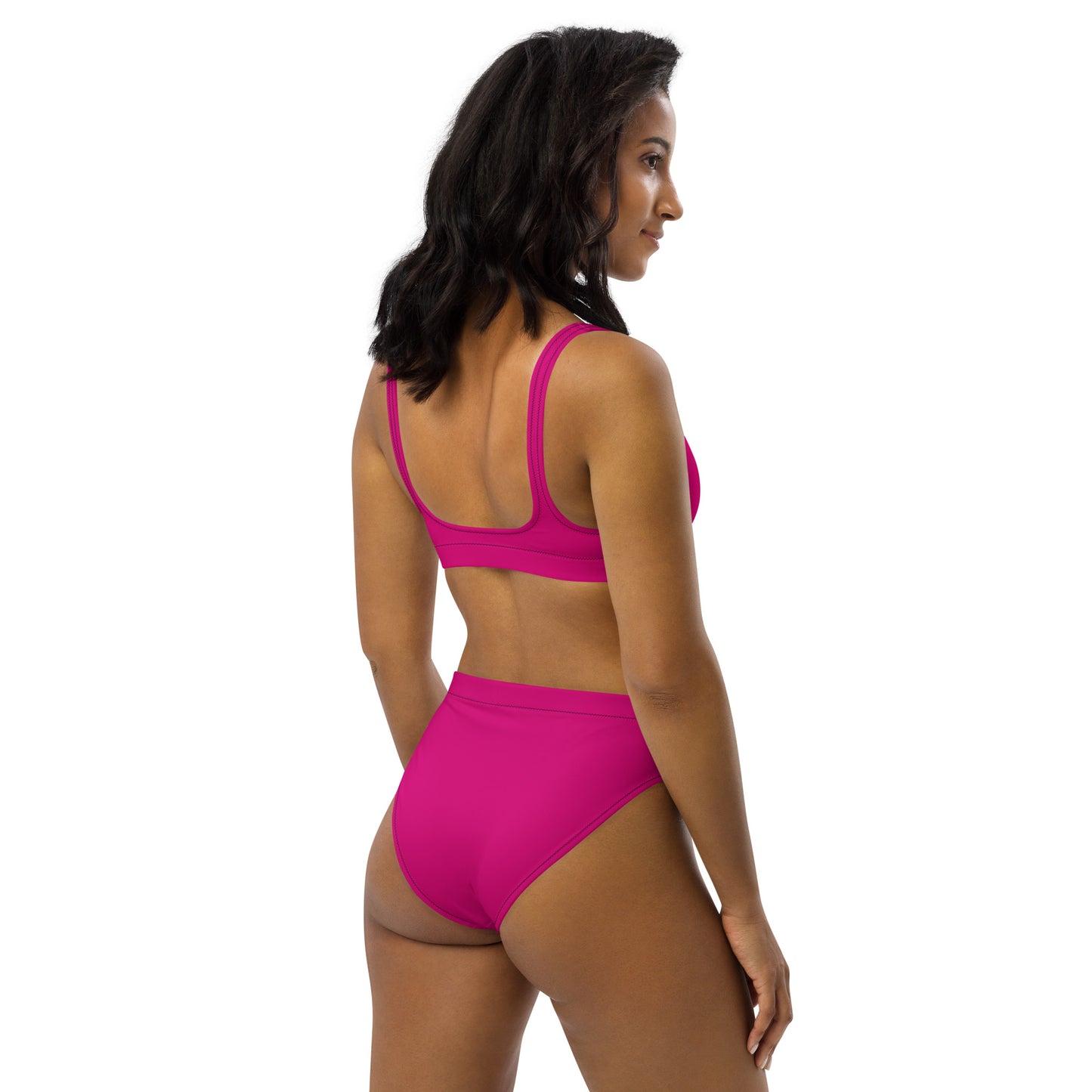 Recycled pink high-waisted bikini