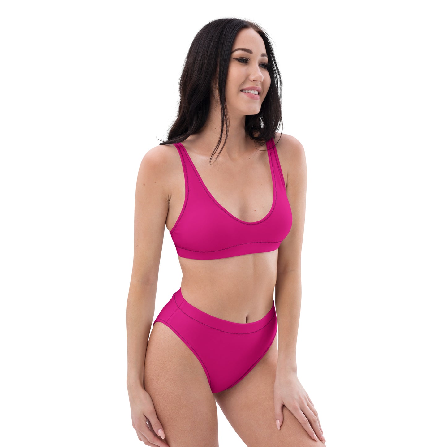 Recycled pink high-waisted bikini