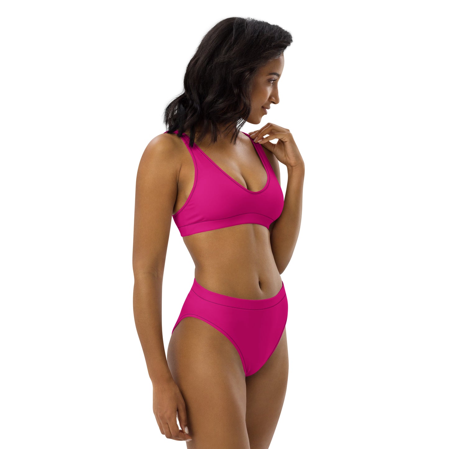 Recycled pink high-waisted bikini